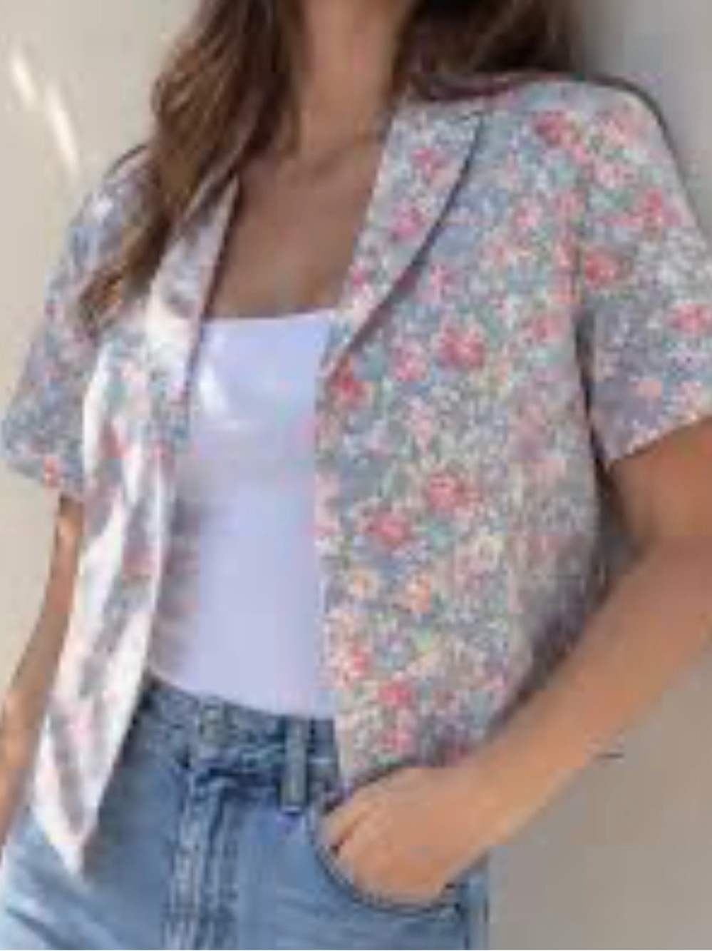 Vintage Laura Ashley Jacket Bolero Blue Floral Cottagecore Feminine Size 4